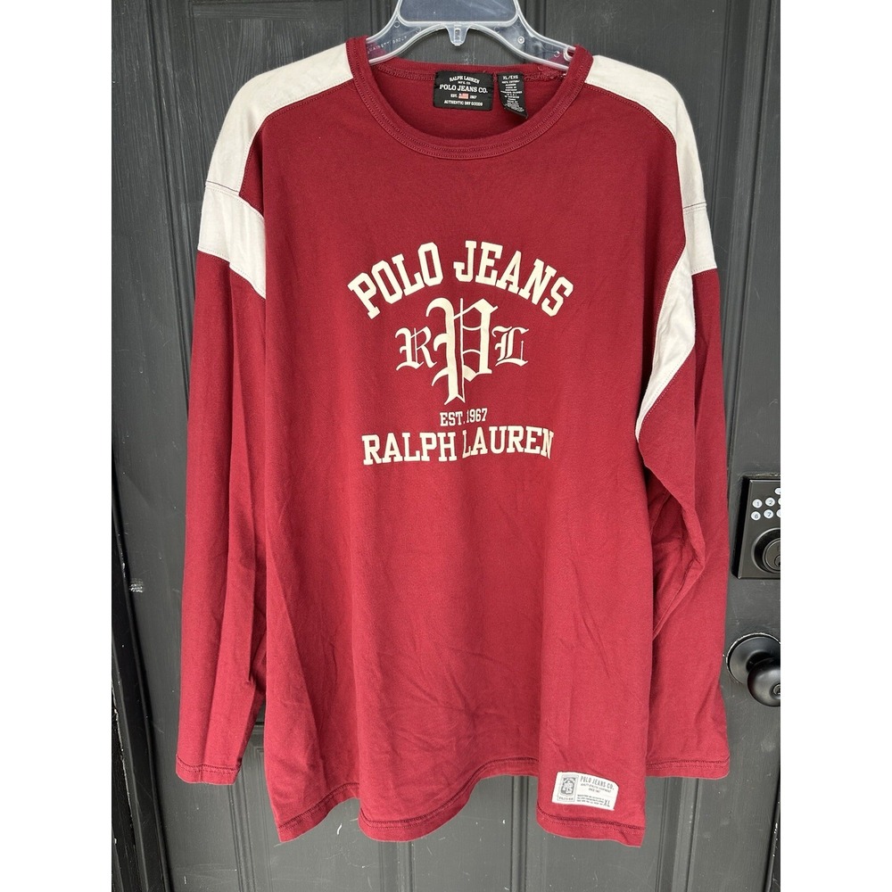 Polo Jeans Shirt Mens XL Vintage Baggy Oversized Hip Hop Skater Long Sleeve‎ 90s